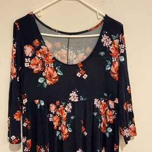 3/4 Sleeve Floral Maternity Maxi Dress, Size Large